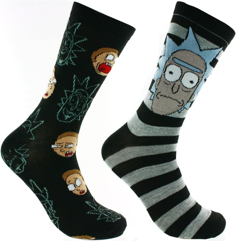Rick & Morty 2-Pack Casual Socks for Men, Size 6-12
