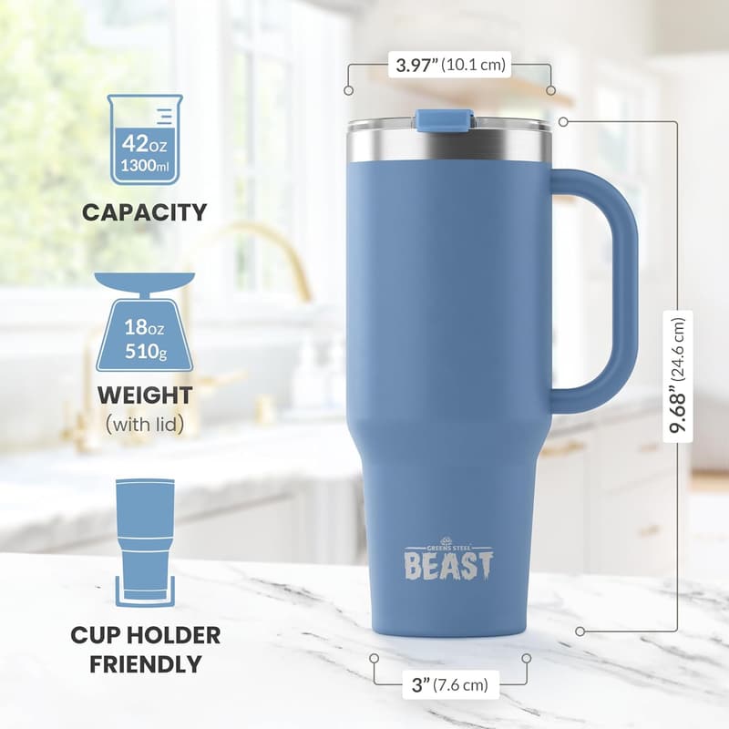 42 oz Stainless Steel Insulated Travel Tumbler - Stormy Sky Blue