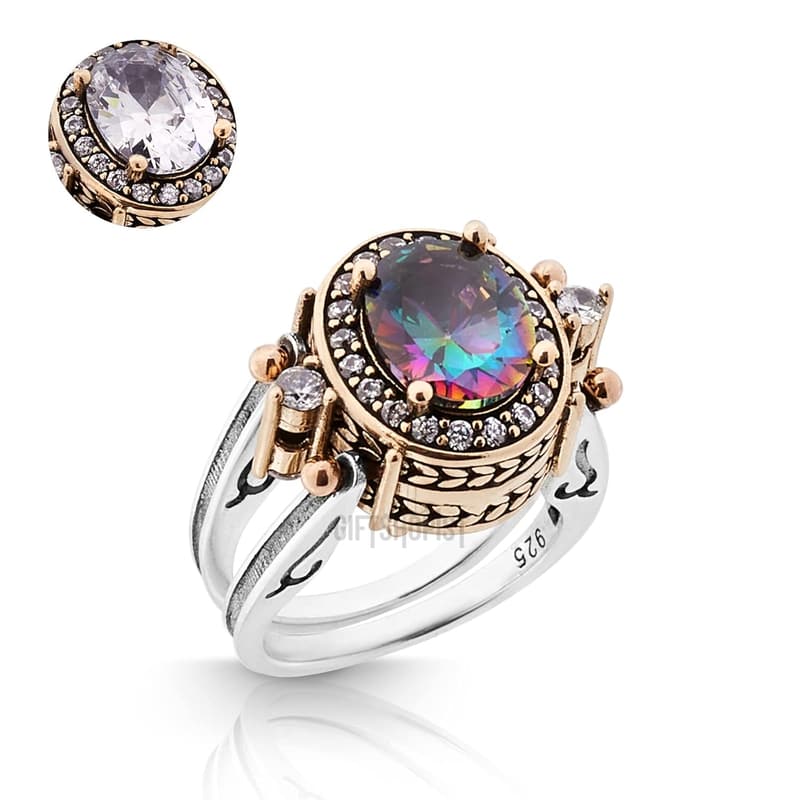 Handcrafted Reversible 925 Sterling Silver Ring with Alexandrite