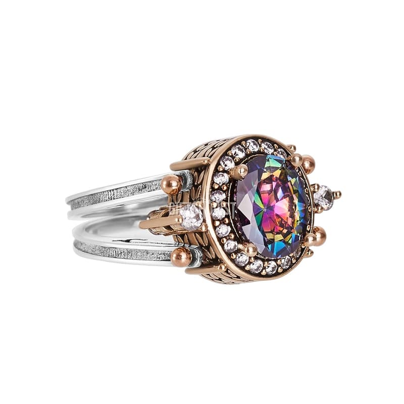 Handcrafted Reversible 925 Sterling Silver Ring with Alexandrite