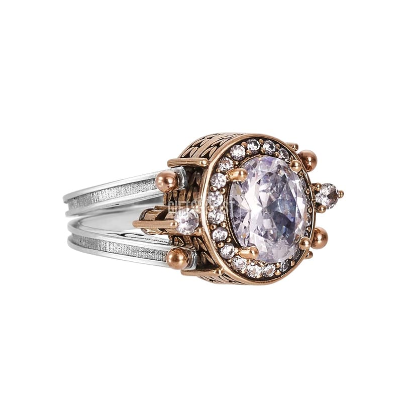 Handcrafted Reversible 925 Sterling Silver Ring with Alexandrite