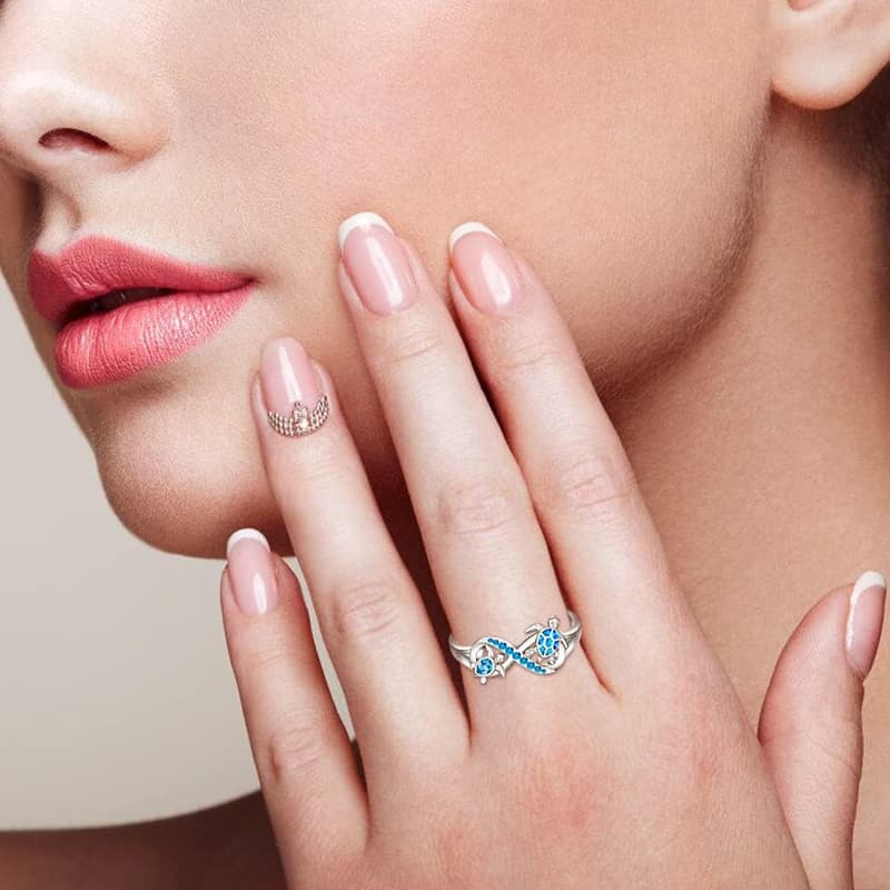 Blue Opal Sea Turtle Ring in 925 Sterling Silver for Women