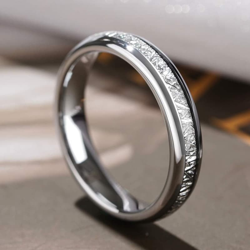 Purple Shell Inlaid Tungsten Wedding Ring for Women
