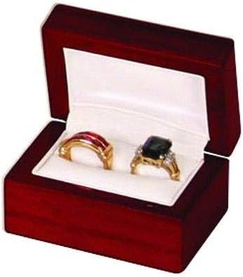 Premium Rosewood Double Ring Box with White Leather Interior