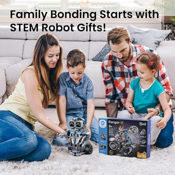 Remote Control Dinosaur Robot Kit - 5-in-1 STEM Gift for Boys