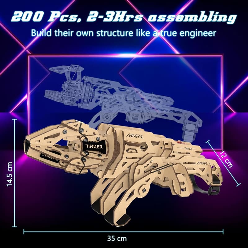 3D Wooden Claw Robot Arm Model Kit for Teens and Adults