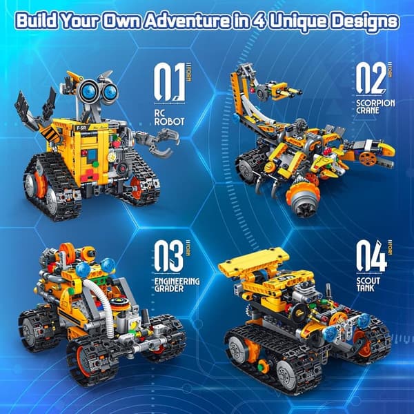 4-in-1 Rechargeable Robot Building Kit for Kids Ages 8-12