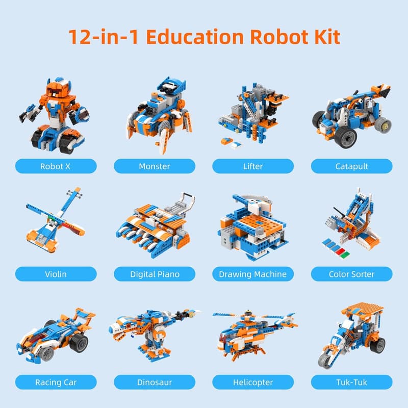 STEM Robotics Coding Set - 12-in-1 Programmable RC Car for Kids