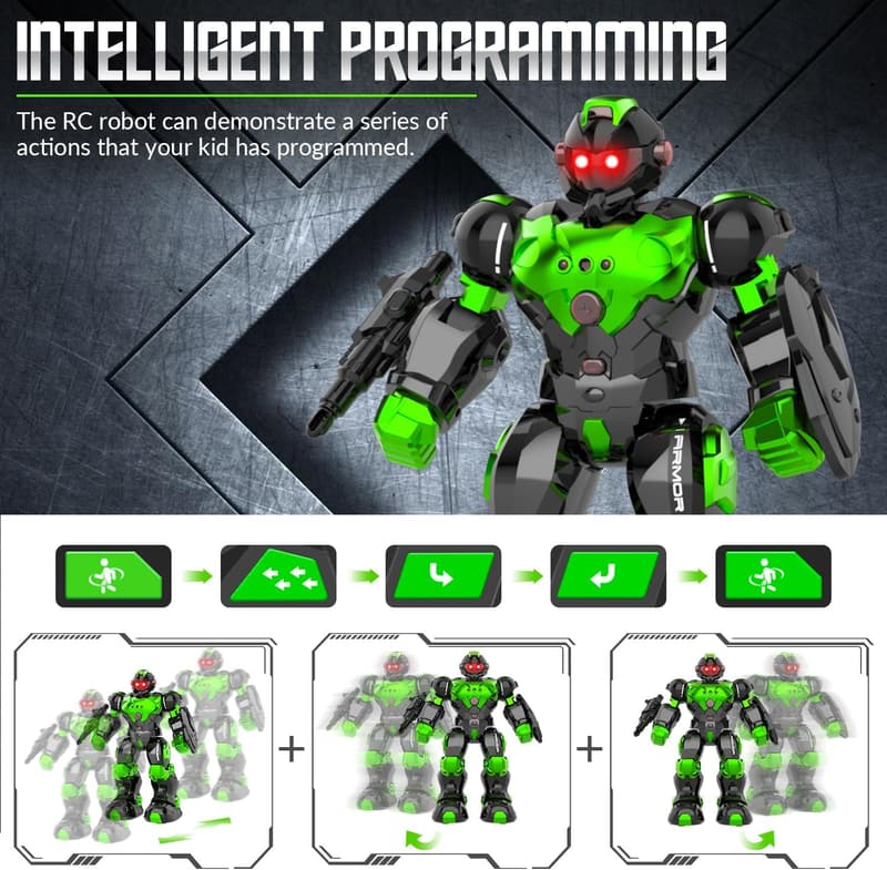 Programmable Gesture-Sensing Robot Toy for Kids (Green)