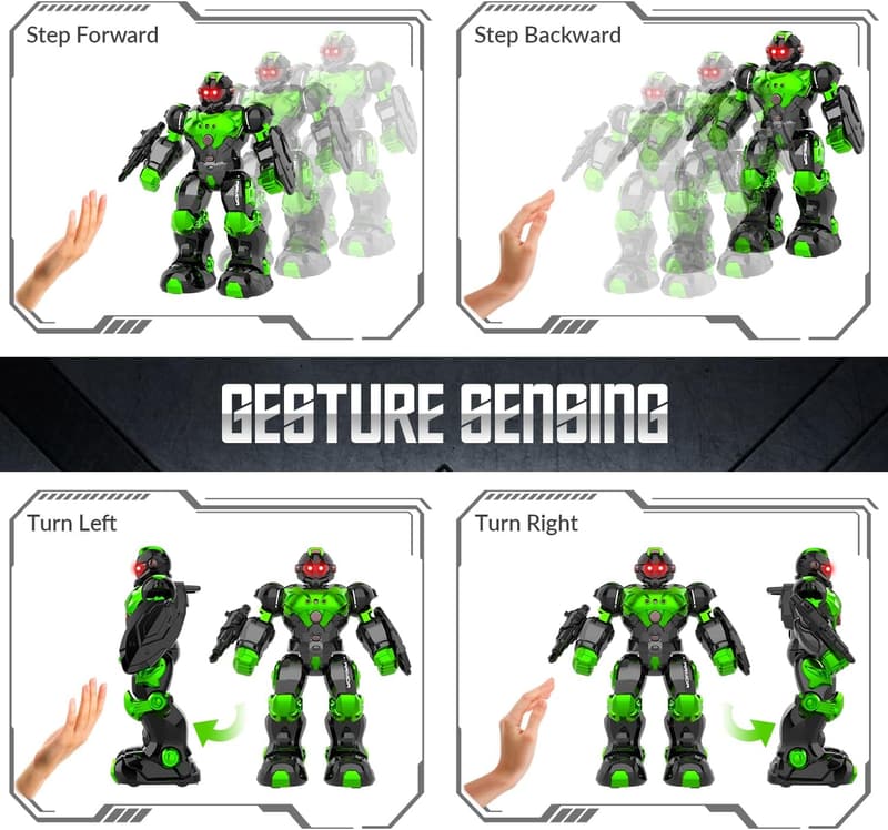Programmable Gesture-Sensing Robot Toy for Kids (Green)