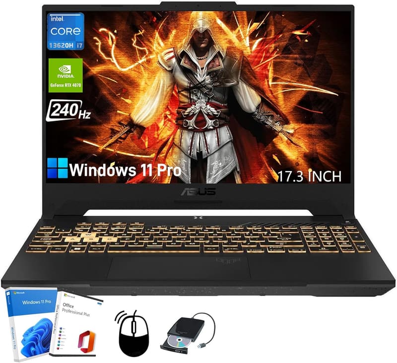 ASUS TUF F17 Gaming Laptop - 2K WQHD, Intel i7, RTX 4070, 64GB RAM, 1TB SSD