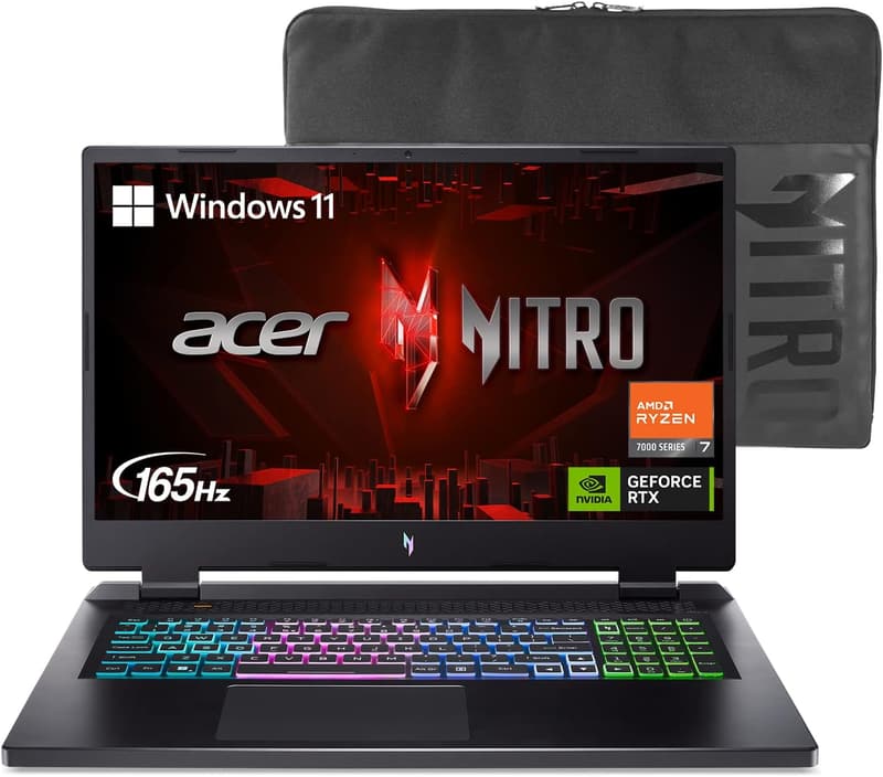 Acer Nitro 17 Gaming Laptop with Ryzen 7, RTX 4050, 16GB RAM, 1TB SSD