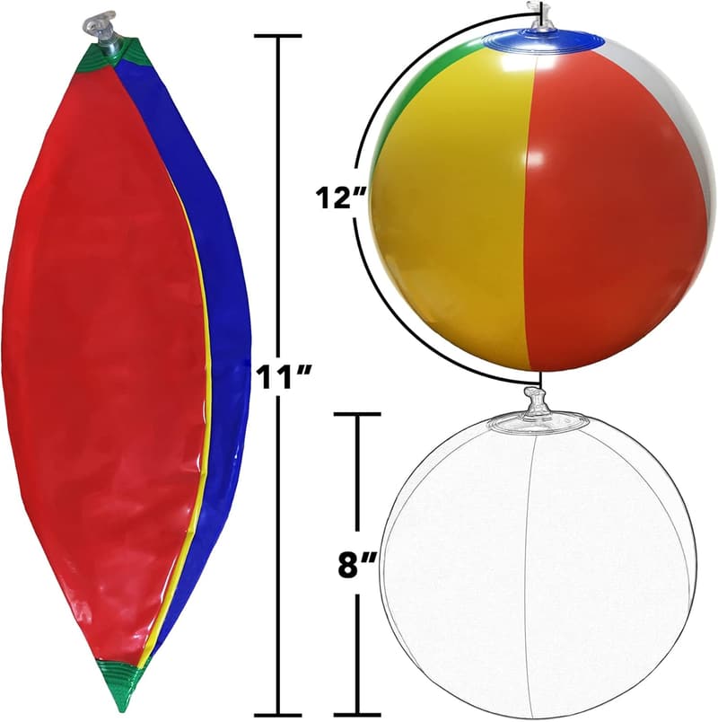 Inflatable Rainbow Beach Balls - Summer Pool Party Favors (12 Pack)
