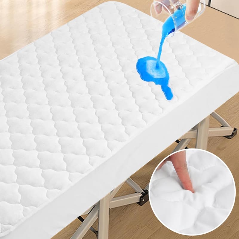 Waterproof Quilted Cot Mattress Protector with Breathable Cooling Design