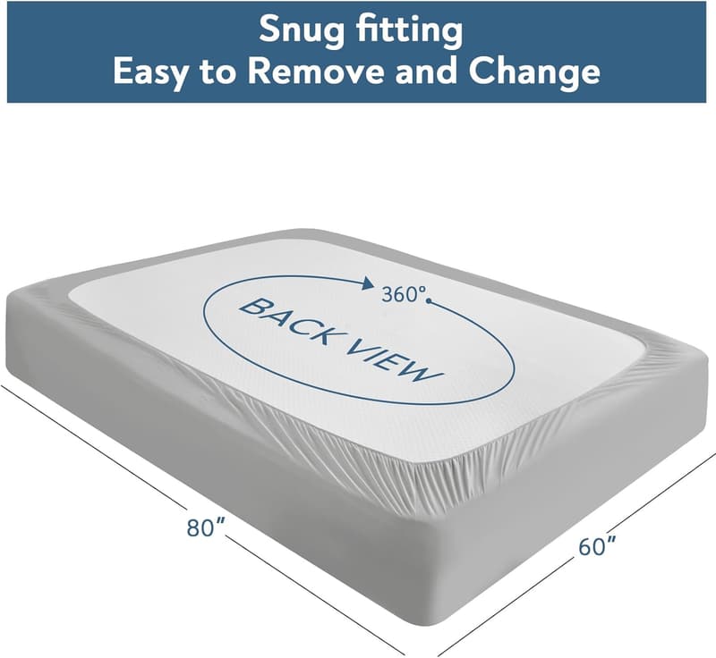 Soft Quilted Queen Mattress Pad with Deep Pocket, Grey