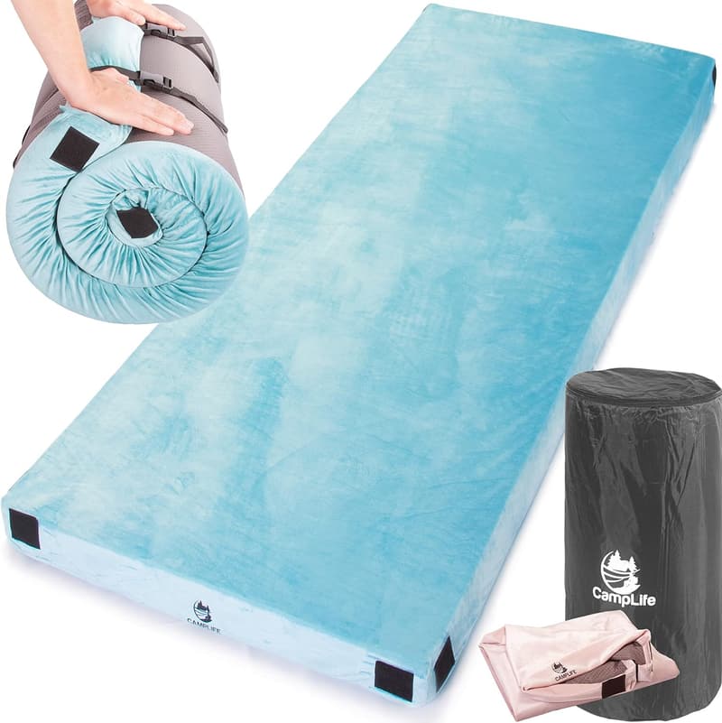 Camping Mattress Pad - CertiPUR-US Certified, Water-Resistant Cover