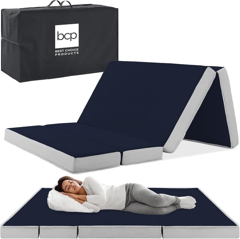 Portable Twin-Size Tri-Fold Foam Mattress for Camping & Guests