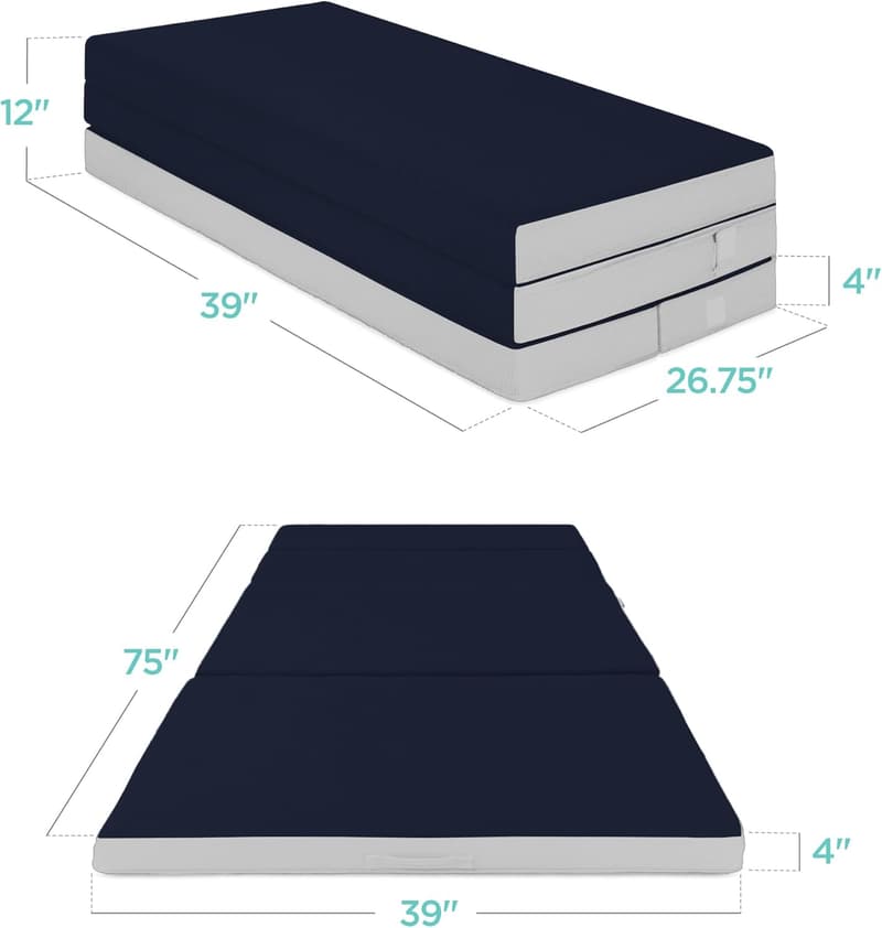 Portable Twin-Size Tri-Fold Foam Mattress for Camping & Guests