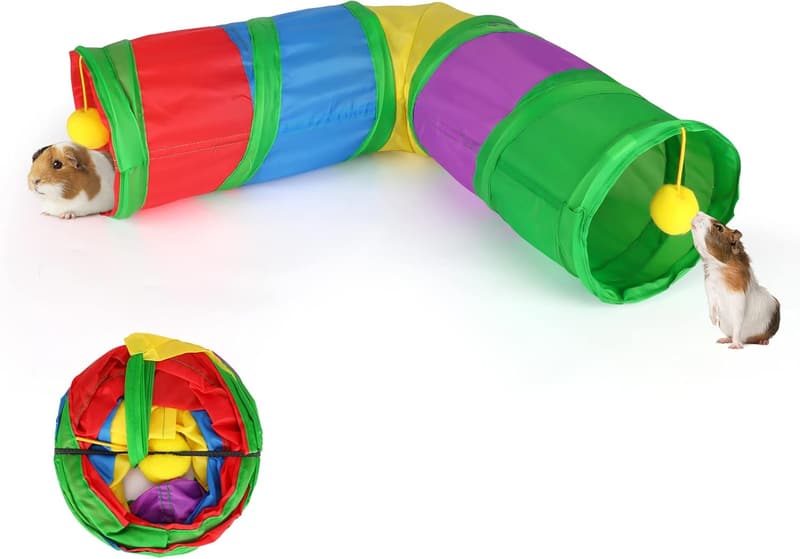 Collapsible Guinea Pig Tunnels with Interactive Ball for Small Pets