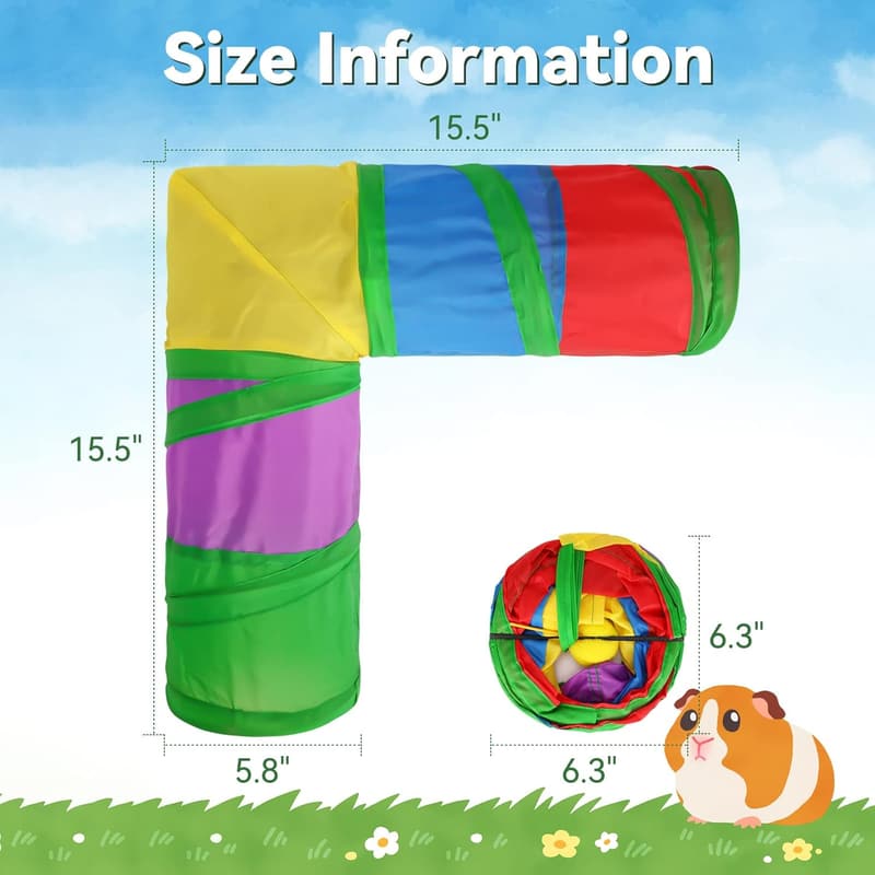 Collapsible Guinea Pig Tunnels with Interactive Ball for Small Pets
