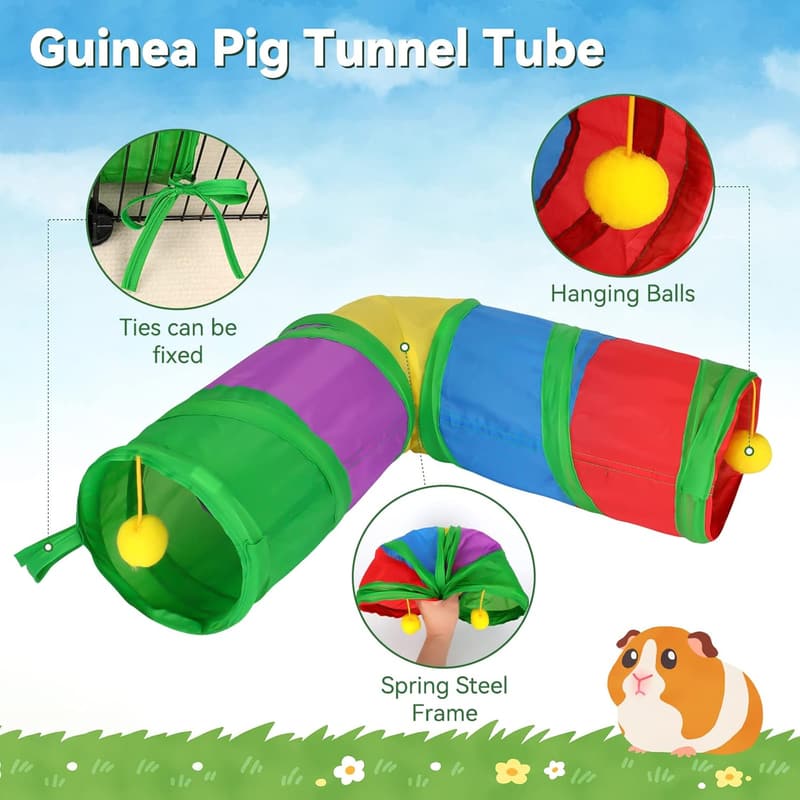 Collapsible Guinea Pig Tunnels with Interactive Ball for Small Pets