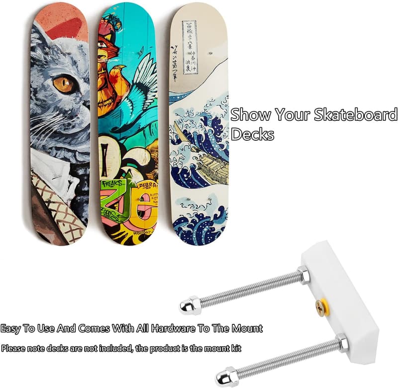 Skateboard Deck Wall Mount for Display and Decoration