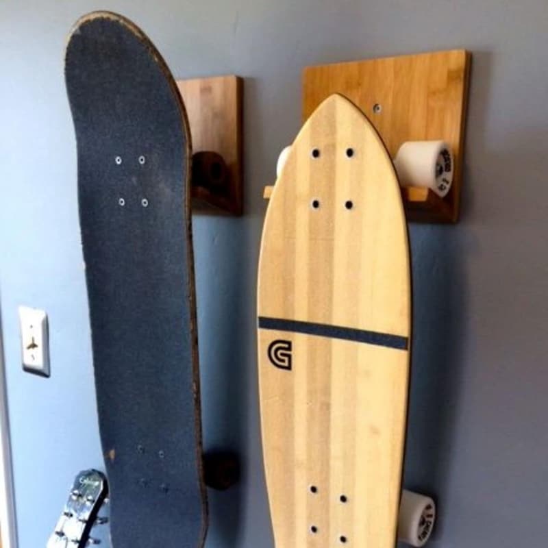 Bamboo Skateboard Wall Rack for Home Decor