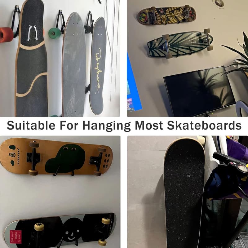 Skateboard Wall Mount Hanger - Upgraded Longboard Rack