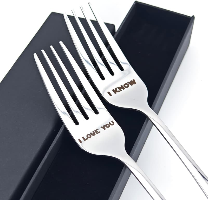 Valentine's Day Laser-Engraved Forks for Couples