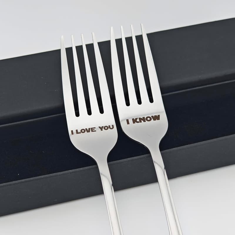 Valentine's Day Laser-Engraved Forks for Couples