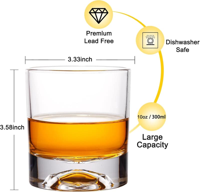 Whiskey Rocks Glass Set with Ice Ball Molds - Unique Gift for Men