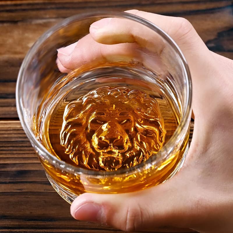 Father's Day: Lion Pattern Whiskey Glasses Set of 2, 10.6oz