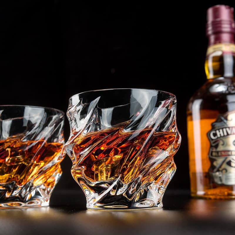 Father's Day Whiskey Glass Set - 9 Oz Crystal Bourbon, Set of 4