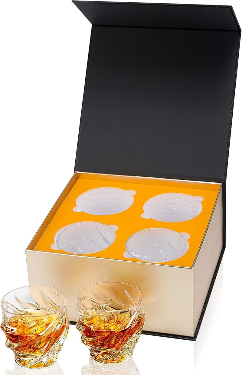 Father's Day Whiskey Glass Set - 9 Oz Crystal Bourbon, Set of 4