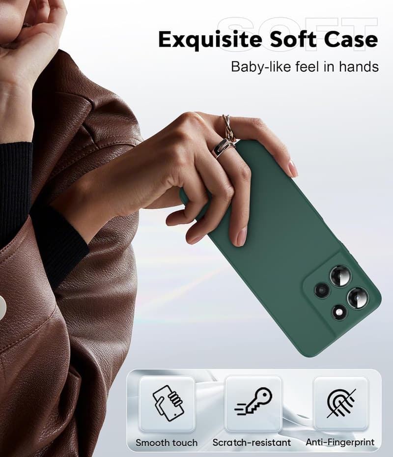 Moto G 2025 Phone Case & Screen Protector - Green Silicone 2 Pack