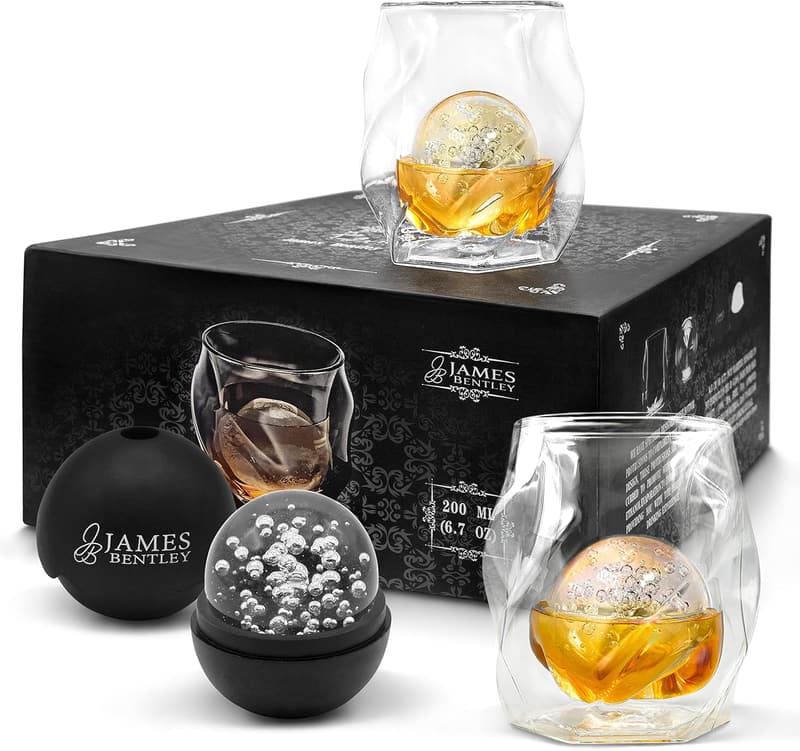 Whiskey Glass Set for Men – Hand Blown Double Wall Tumblers, 6oz