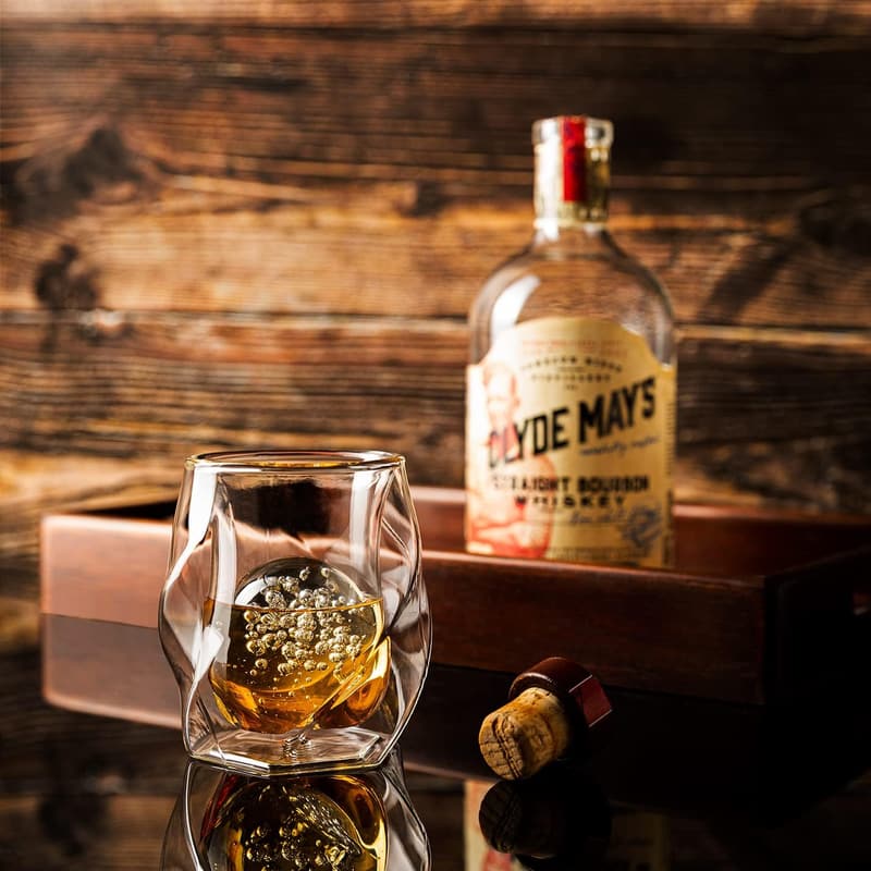 Whiskey Glass Set for Men – Hand Blown Double Wall Tumblers, 6oz