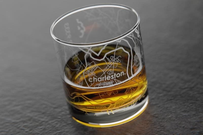 Engraved Charleston Map Old Fashioned Whiskey Glass - 11 oz