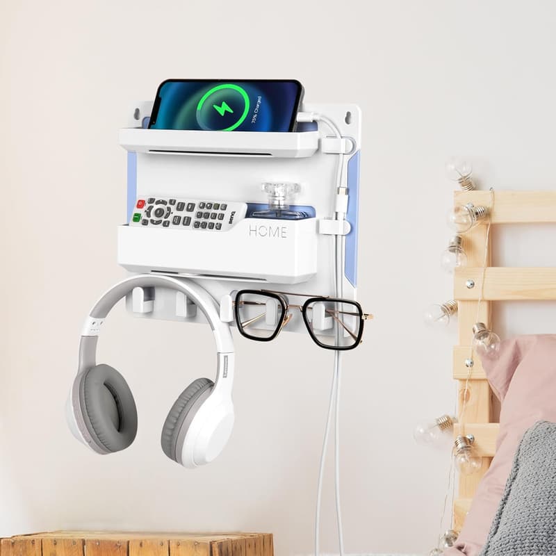 Adhesive Bedside Wall Mount Shelf Organizer for Dorms & RVs