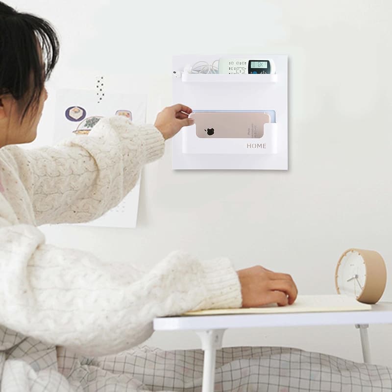 Wall-Mount Bedside Shelf Organizer for Glasses & Chargers