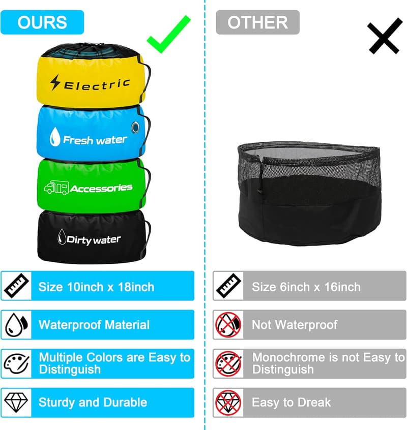 Camper Waterproof Storage Bags for RV Accessories - 4 Pack