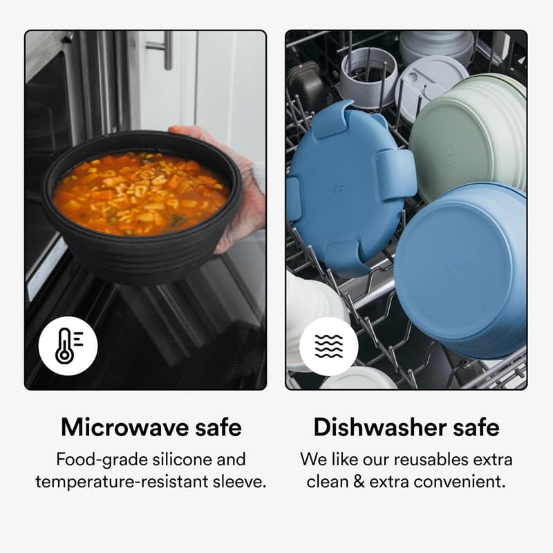 Reusable Silicone Collapsible Bowls Set - Translucent Cashmere, 36oz