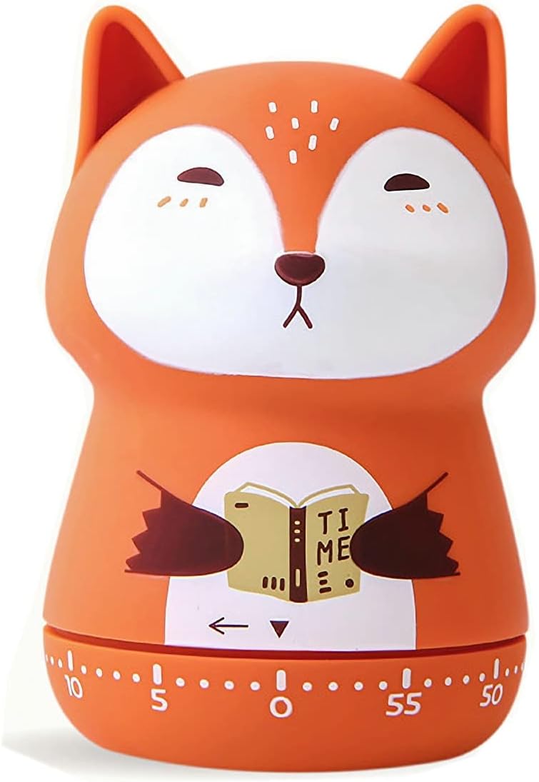 Cute Animal Mechanical Kitchen Timer - 60-Minute Countdown (Fox)