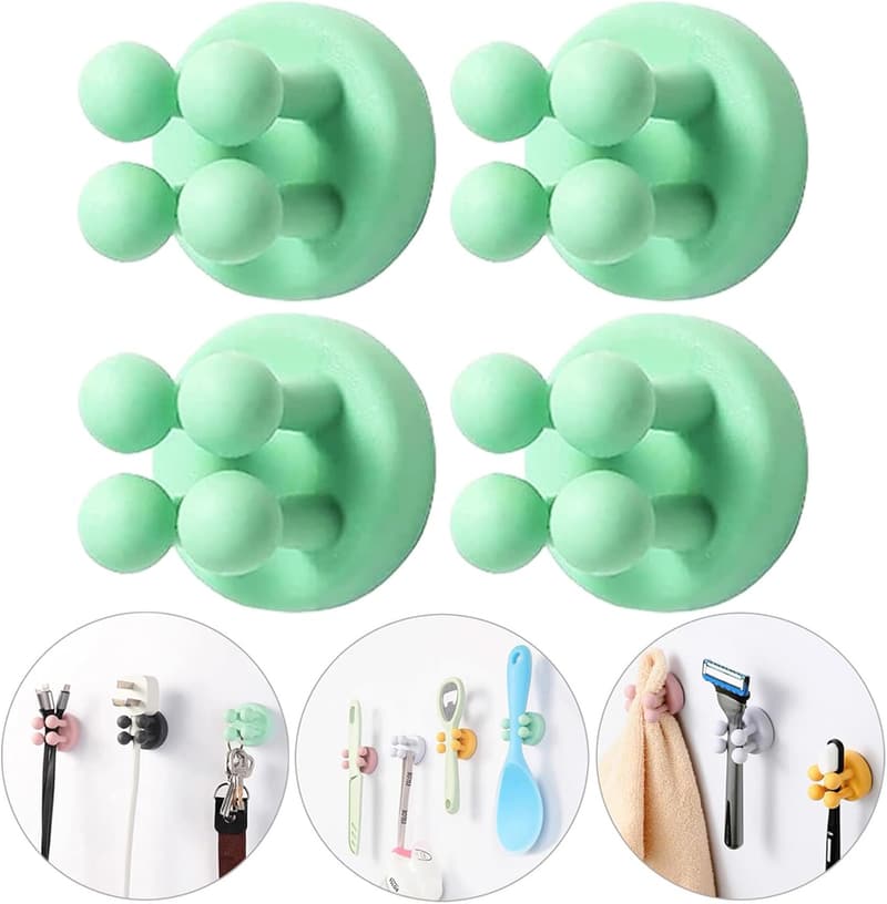 Silicone Toothbrush Holders - 4Pcs Adhesive Bathroom Organizers