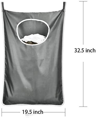 Space-Saving Hanging Laundry Hamper Bag with Stainless Steel Hooks - 2 Pack (Extra Large, Dark Grey)