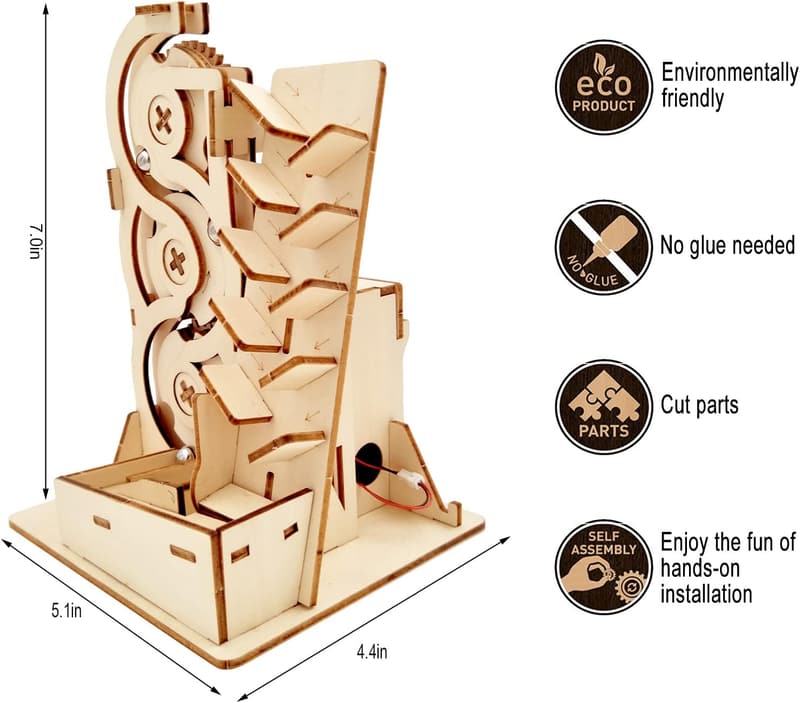STEM 3D Wooden Marble Run Puzzle Model Kit for Ages 8+
