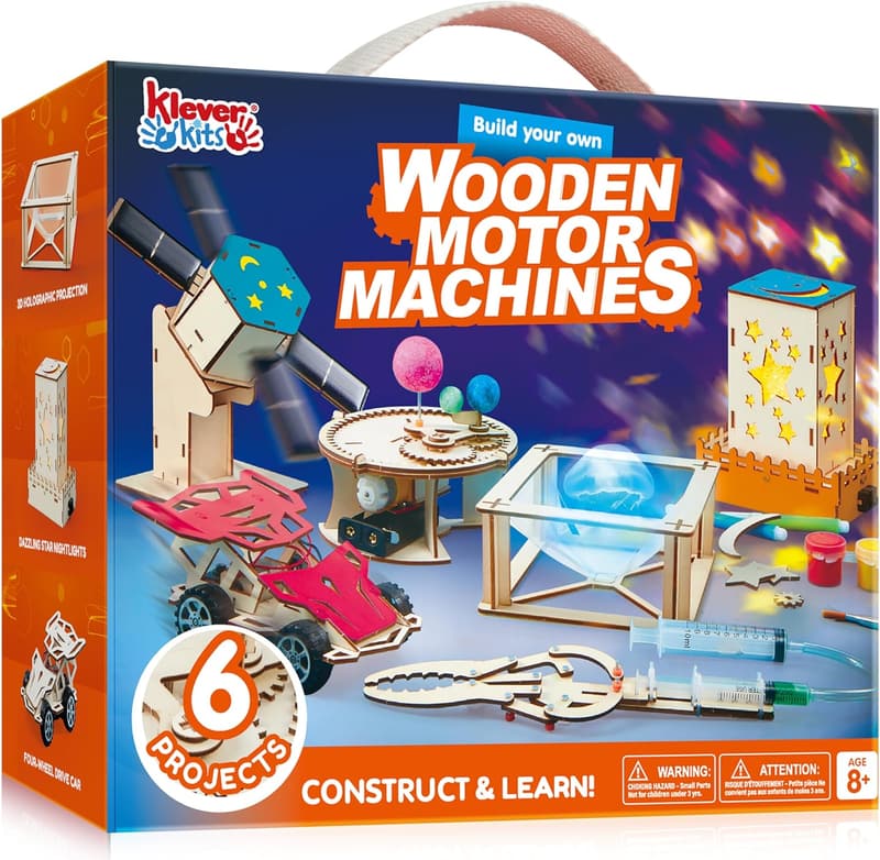 STEM Building Toys Kit for Kids – 6 Wooden Motor Projects