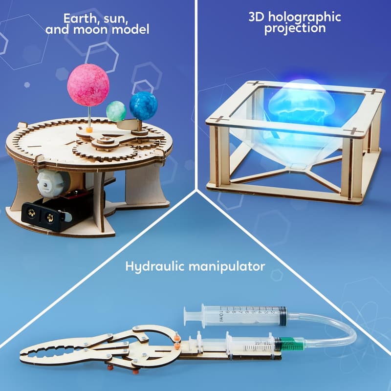 STEM Building Toys Kit for Kids – 6 Wooden Motor Projects