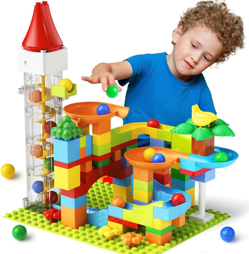 Motorized Marble Run Toy with Elevator – STEM Building Playset