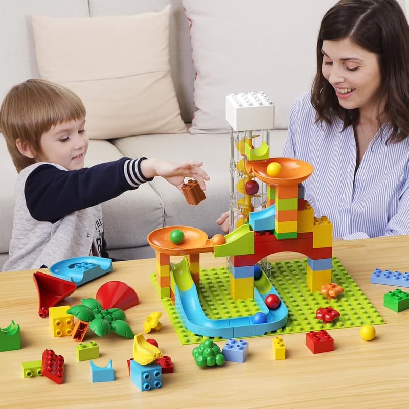Motorized Marble Run Toy with Elevator – STEM Building Playset